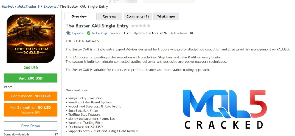 The Buster XAU Single Entry MT5 vendor