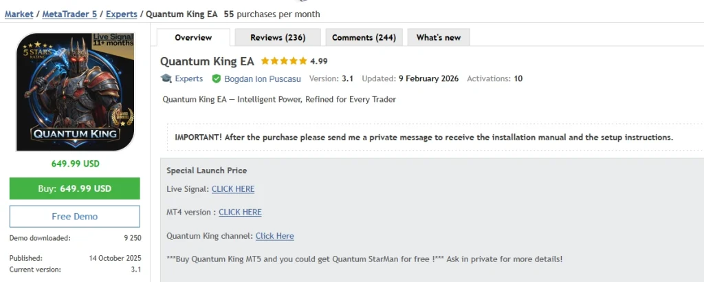 Quantum King EA Vendor