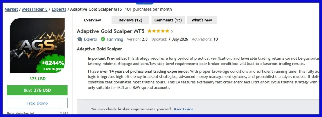 Adaptive Gold Scalper vebdor